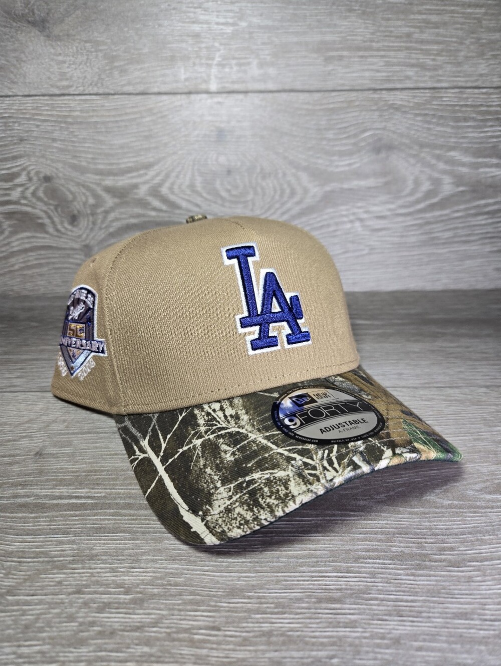 Los Angeles Dodgers Snapback Hat New Era 9FORTY A-Frame Khaki / Realtree New
